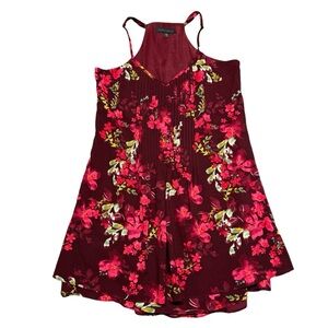 Sanctuary Floral A-Line Mini Dress Womens Size‎ Small Spaghetti Straps Maroon